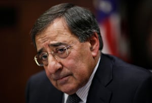 Then-new CIA Director Leon Panetta speaks with reporters, at CIA Headquarters in Langley, Va., Wednesday, Feb. 25, 2009.