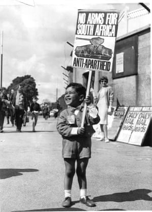 This young anti-apartheid supporter was asking cricket fans to support an arms embargo against South Africa outside the St Helen's cricket ground in Swansea in August 1965. Inside the ground the all-white South African cricket team was playing