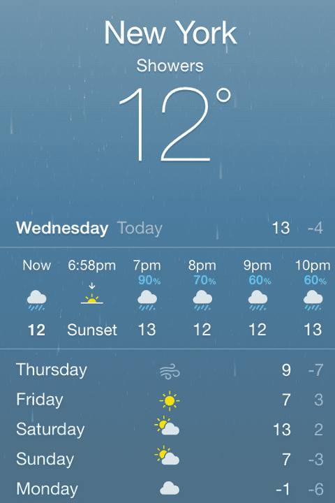 iOS 7.1: Weather app doesn't have to animate