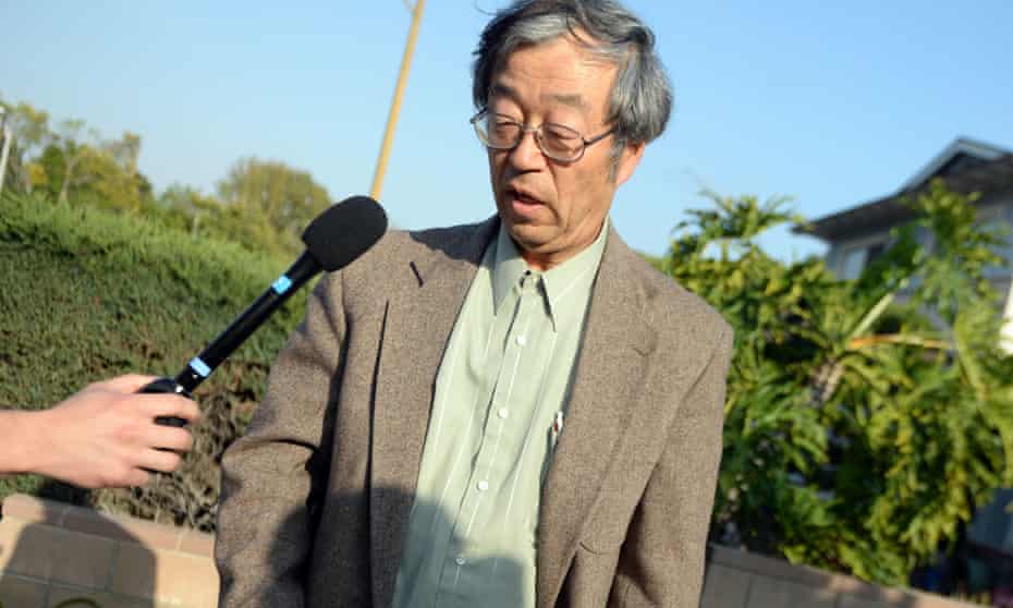 Dorian Satoshi Nakamoto, 64, talks with the media at his home in Temple City, California.