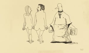 Untitled illustration of a vicar gazing at a naked couple by John Lennon
