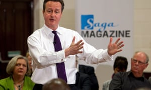 David Cameron speaks to an audience during a PM Direct event at the Meridian Community Centre in Peacehaven, Sussex.