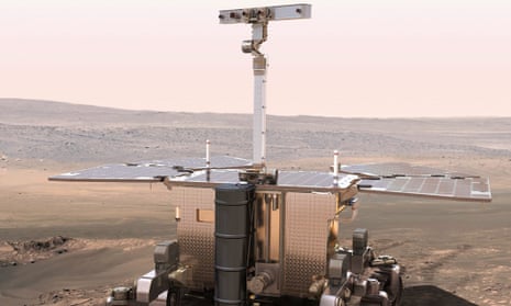 The European Space Agency's 2018 ExoMars rover on the surface of Mars.