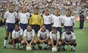 The England team line up before the game.