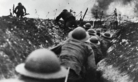 WW1 british troops over the top battle of somme 1916