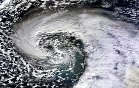 Satellite view of storm front over  UK on 12 February 2014