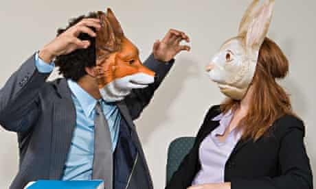 Colleagues wearing masks