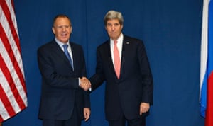 Secretary of State John Kerry shakes hands with Russian Foreign Minister Sergey Lavrov during a meeting to discuss the Ukraine crisis, Thursday, March 6, 2014, at the Conference on International Support to Libya, in Rome.