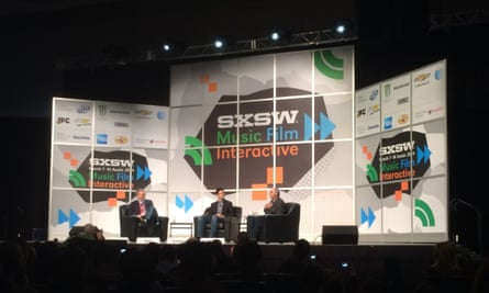 Eric Schmidt and Jared Cohen on-stage at SXSW.
