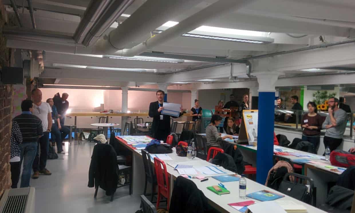 Fjord running us through personas and lenses collected prior to the hack day