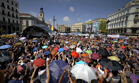 People protest in Madrid in 2011 against Spain's economic crisis and its sky-high jobless rate