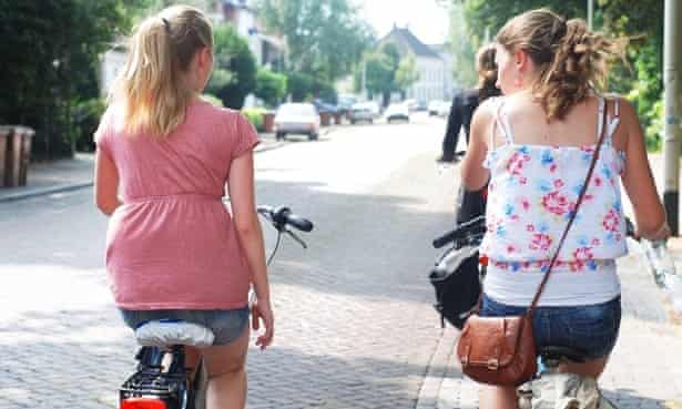 Keeping active: two cyclists in the Netherlands.