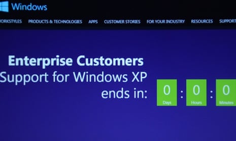 A screen showing the countdown to the end of support for Windows XP