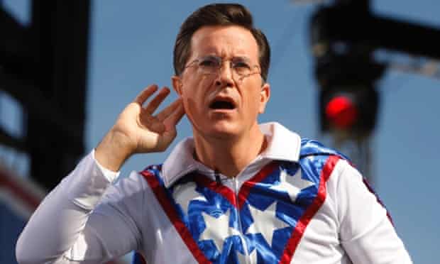 The ear of America: Stephen Colbert at the rally to restore sanity and/or fear.