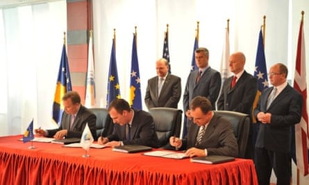 Kosovo road signing