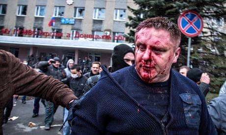 Andrey Krischenko, Horlivka chief of police, who was badly beaten after trying to hold off the mob