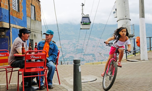 The installation of a cable car system has improved life for residents of Comuna 13.
