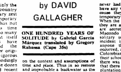 From The Archive 28 June 1970 One Hundred Years Of Solitude By Gabriel Garcia Marquez Gabriel Garcia Marquez The Guardian From The Archive 28 June 1970 One Hundred Years Of Solitude By Gabriel Garcia Marquez Gabriel Garcia Marquez The Guardian
