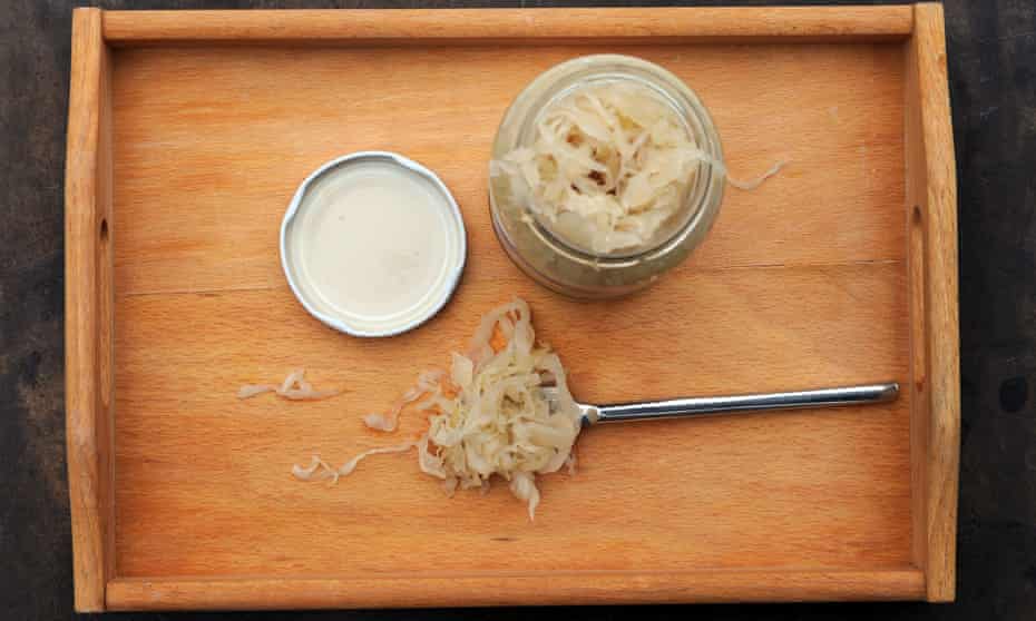 Sour times: a jar of home made sauerkraut.