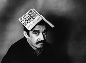 Gabriel García Márquez with a copy of his book One Hundred Years of Solitude, 1975