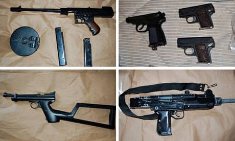 Some of the arms found in one of Scotland Yard's biggest gun seizures