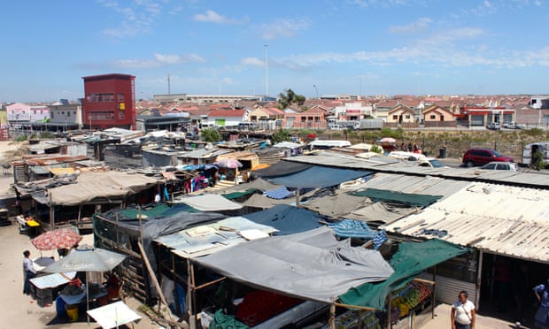 An 'active box' rises above the market Cape Town's Khayelitsha township.