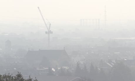 Haze from the effect of high air pollution is seen over London