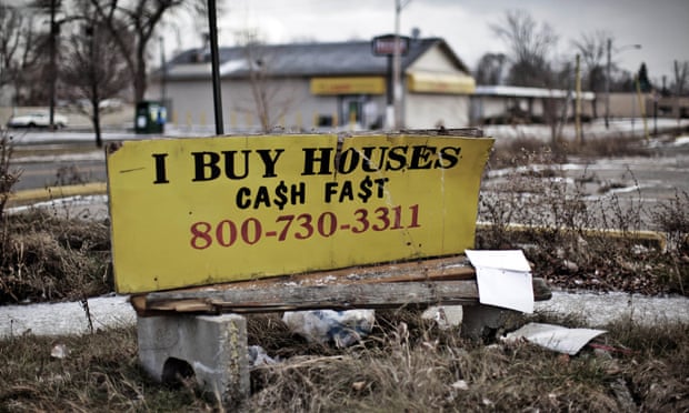 An advert in a formerly middle-class neighbourhood in east side Detroit