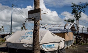 A basketball hoop outside a UNHCR relief station in Palo, Leyte, Philippines.
