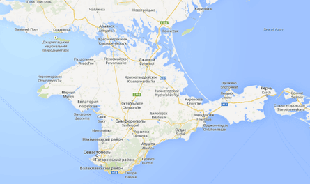 A map of Crimea on google.com.ua.