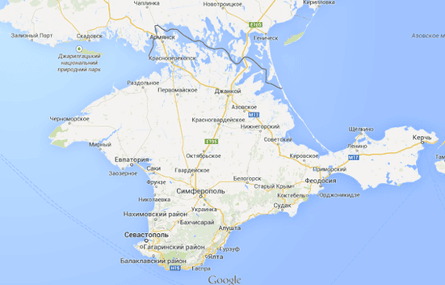 A map of Crimea on google.ru.