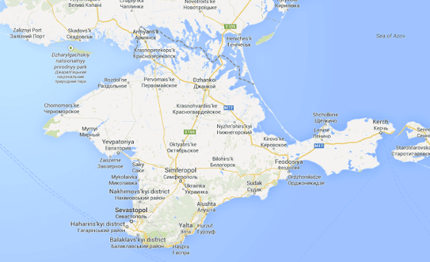 A map of Crimea on google.com.