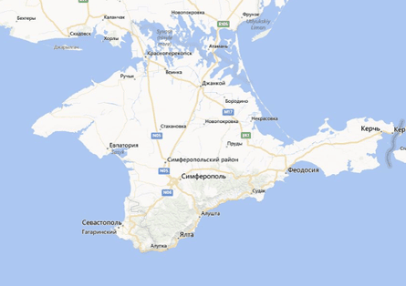 A map of Crimea on Bing.com