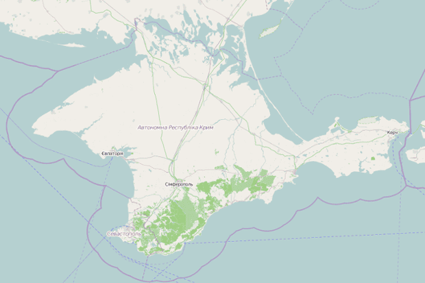 A map of Crimea on openstreetmap.org