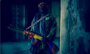 A photograph from Ralph Ziman's exhibition Ghosts Zimbabwean craftsmen made replica AK47 guns from wire and beads for Ghosts, a new exhibition opening in Cape Town this week
