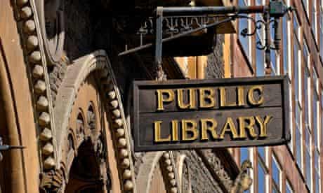 Public Library sign, Hereford city centre, UK