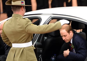 Prince William attends the ANZAC Day march at the Australian War Memorial in Canberra.