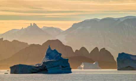 Icebergs drifting by the Greenland coastline