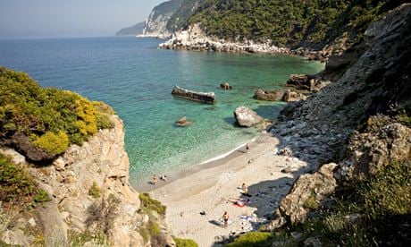 Agios Ioannis beach on the northern coast of the Greek island of Skopelos.