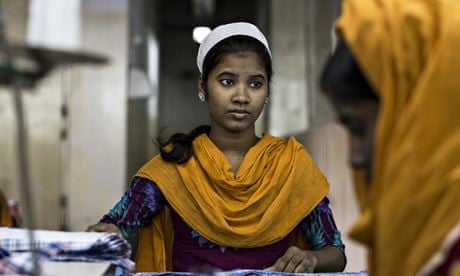 Girl working in garment factory in Dhaka, Bangladesh
