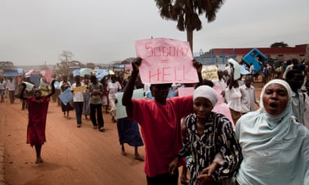 Ugandans demonstrate against homosexuality in the streets of Jinja, Uganda.