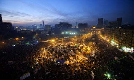 Tens of thousands of protesters gather in Tahrir Square in November 2012.