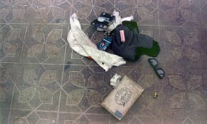 This photo, provided by Seattle police in April 1994, shows items found at Kurt Cobain's scene