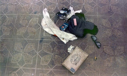This April 1994 photo provided by Seattle police shows items found at the scene of Kurt Cobain's suicide