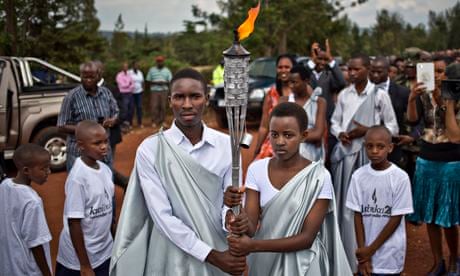 The flame of remembrance arrives for a ceremony in Kirehe, 20 years after the genocide in Rwanda.