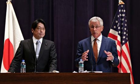 Chuck Hagel and Japanese defence minister Itsunori Onodera