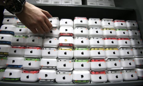 Apple iPhones on sales in a store in Moscow, Russia.