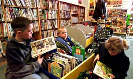 Children read in a library 