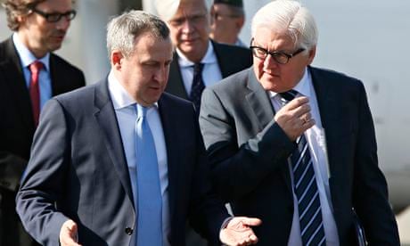 German and Ukrainian foreign ministers Frank-Walter Steinmeier and Andriy Deshchytsia meet in Kiev