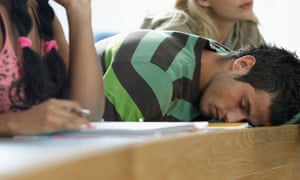Student asleep during lecture